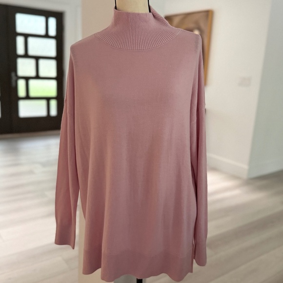 LOFT Light Pink Mock Neck Tunic Sweater Size Medium - Picture 1 of 6
